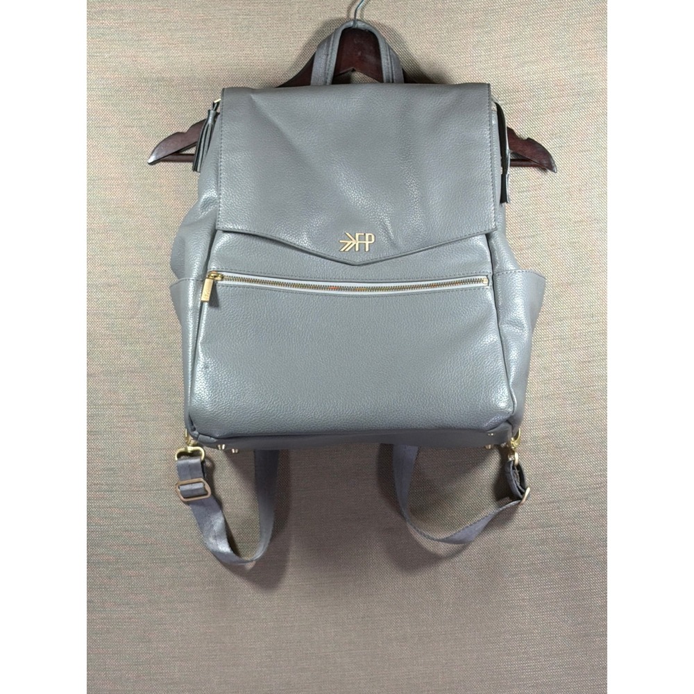 Freshly Picked Classic Diaper‎ Bag Stone Gray Vegan Leather Backpack with Pad
